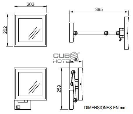 Espejo extensible de aumento 3x con Luz